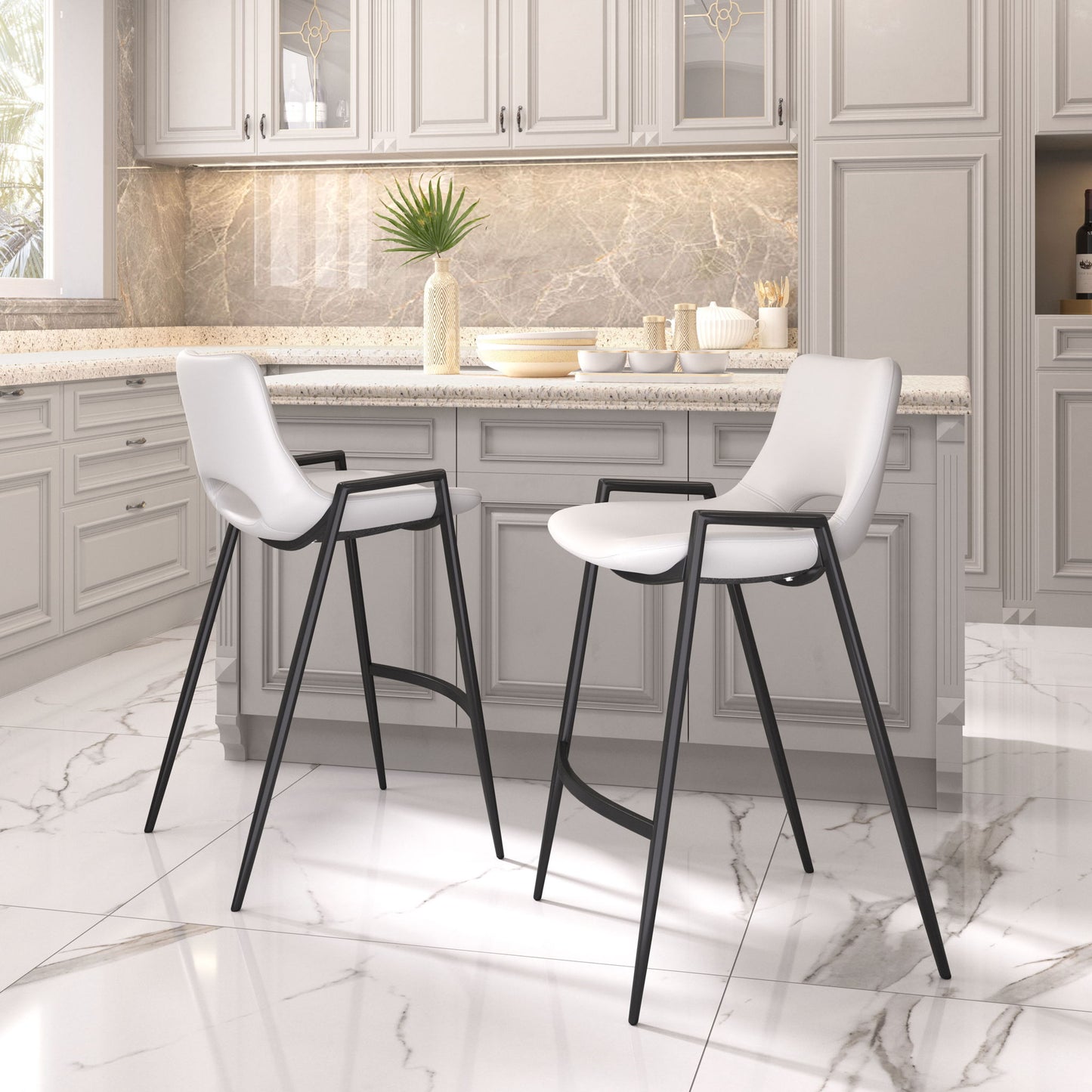 Desi - Counter Chair With Black Legs (Set of 2)
