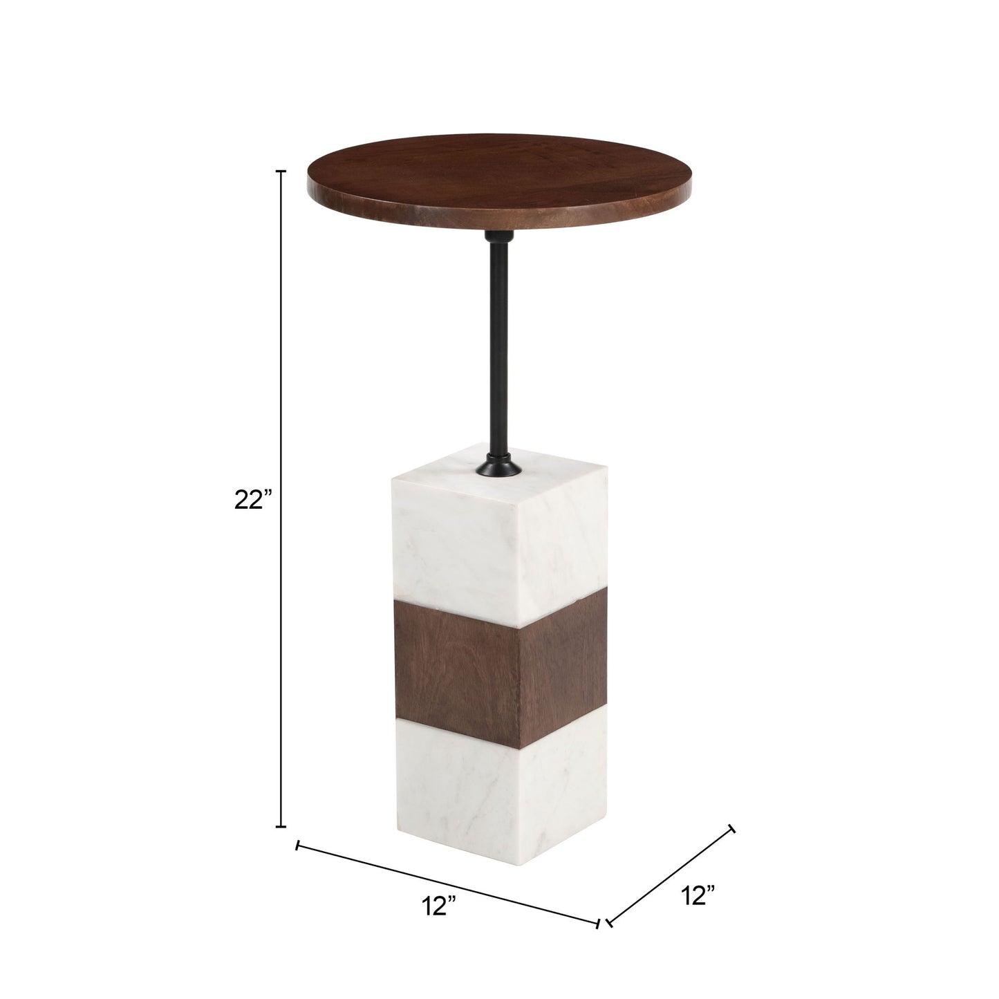 Stuk - Side Table - Brown / White