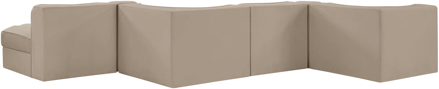 Rummi - Rounded Velvet Performance Fabric Upholstered 6 Piece Modular Sectional