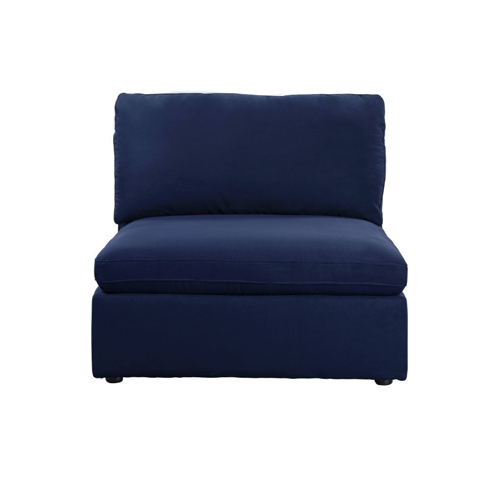 Crosby - Modular Armless Chair - Blue Fabric