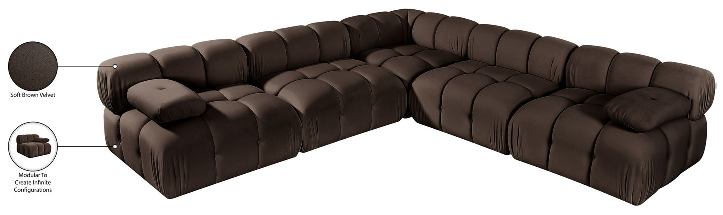 Orin - Velvet Fabric 5 Piece Modular Sectional