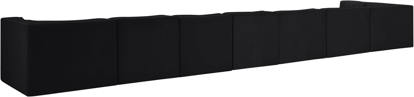 Rummi - Velvet Performance Fabric Upholstered 8 Piece Modular Sectional, L-Shaped (Right)