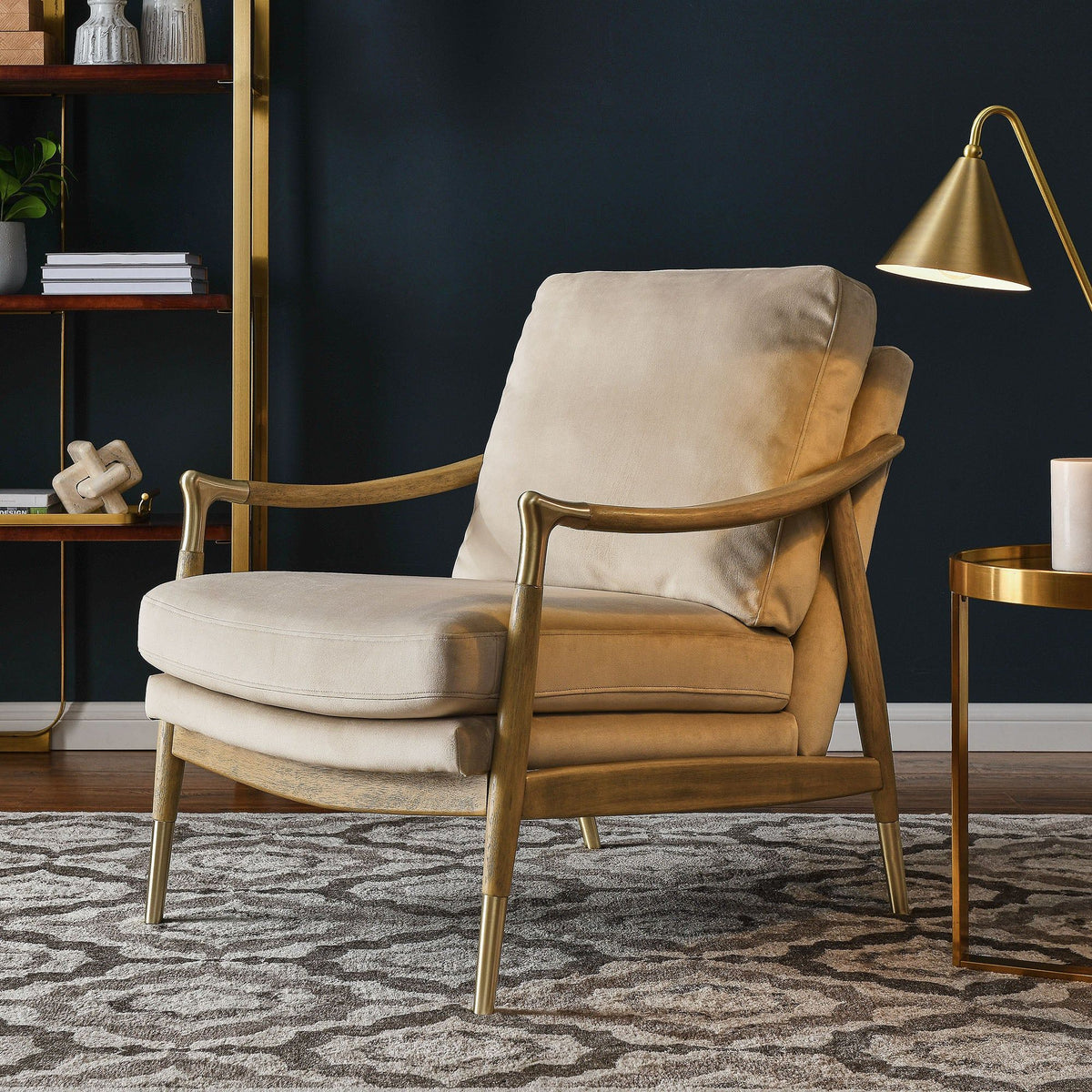 Langford Performance Velvet Accent Armchair - Almond Walnut