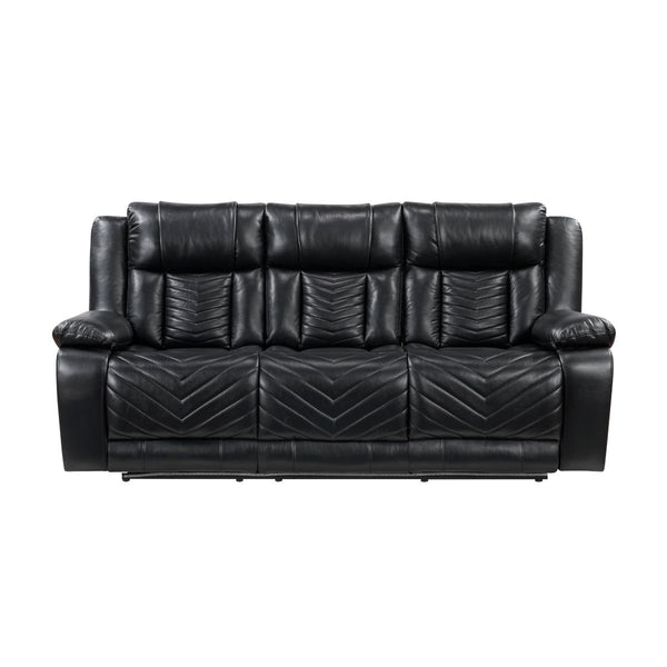 Huron Power Double Reclining Sofa with Center Drop-Down Cup Holders, Wireless Charger, Magazine Bag, LED and Charging Ports