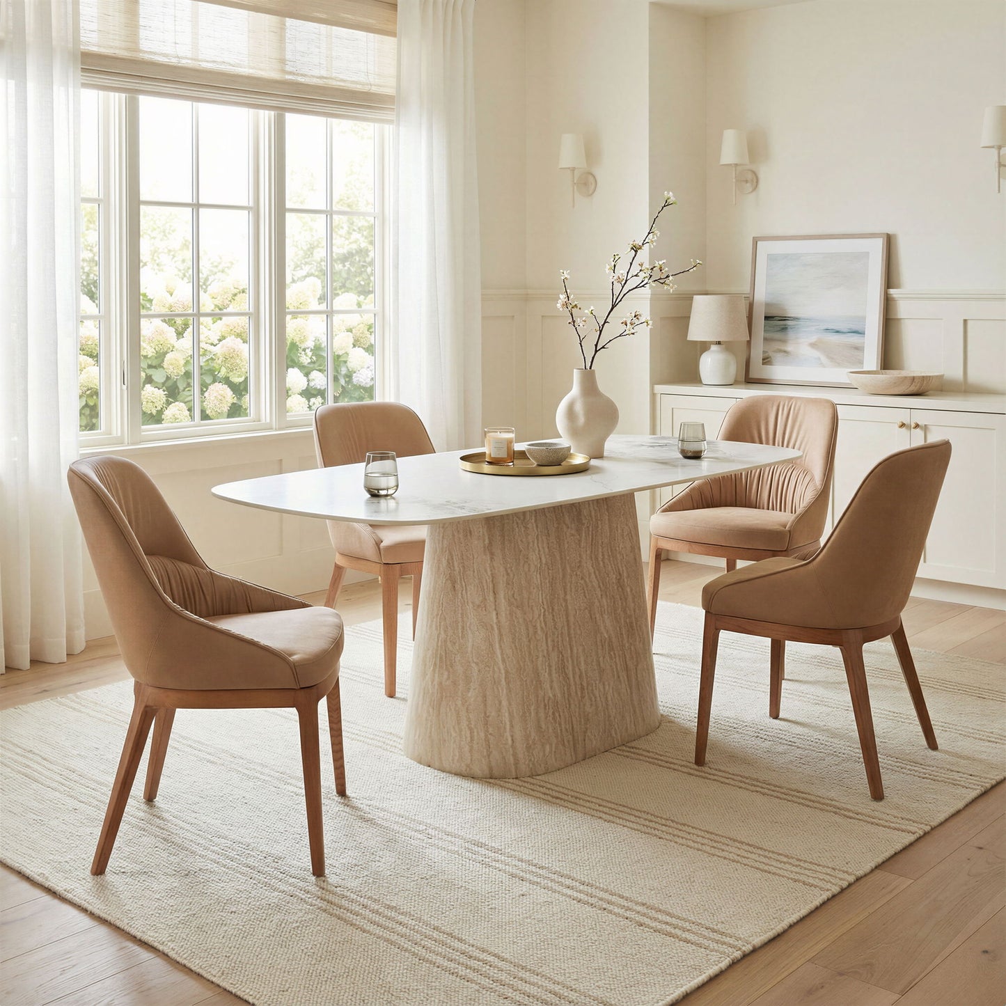 Nooka - Dining Table - White / Natural