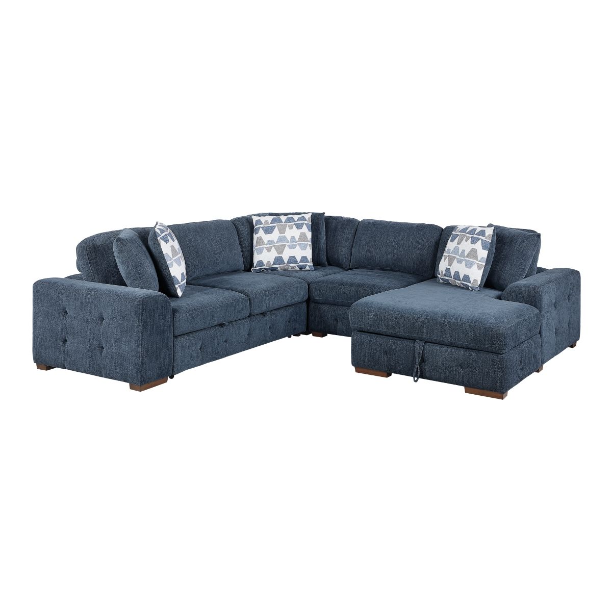 Raife 4-Piece Sectional with Right Chaise and Pull-out Bed