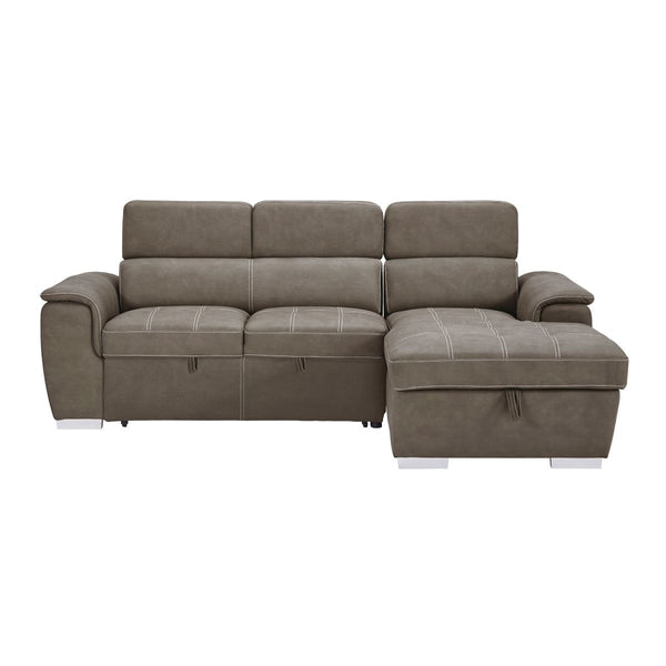 Ferriday 2-Piece Sectional with Adjustable Headrests, Pull-out Bed and Right Chaise with Hidden Storage