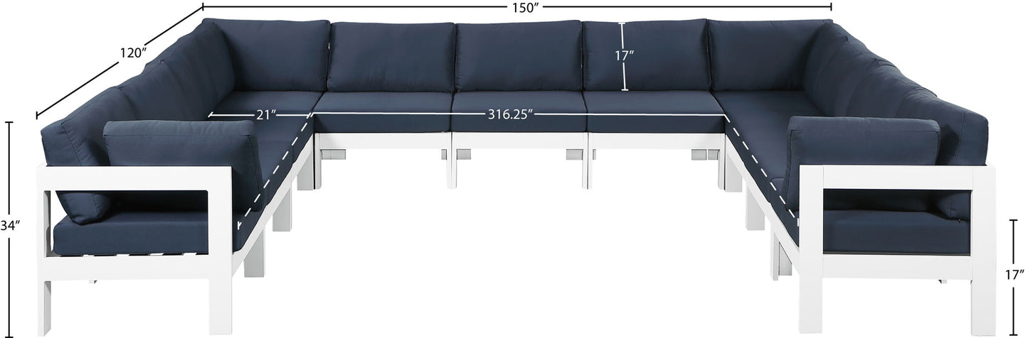 Nizuc - Outdoor Patio 11 Piece Modular Sectional With White Frame