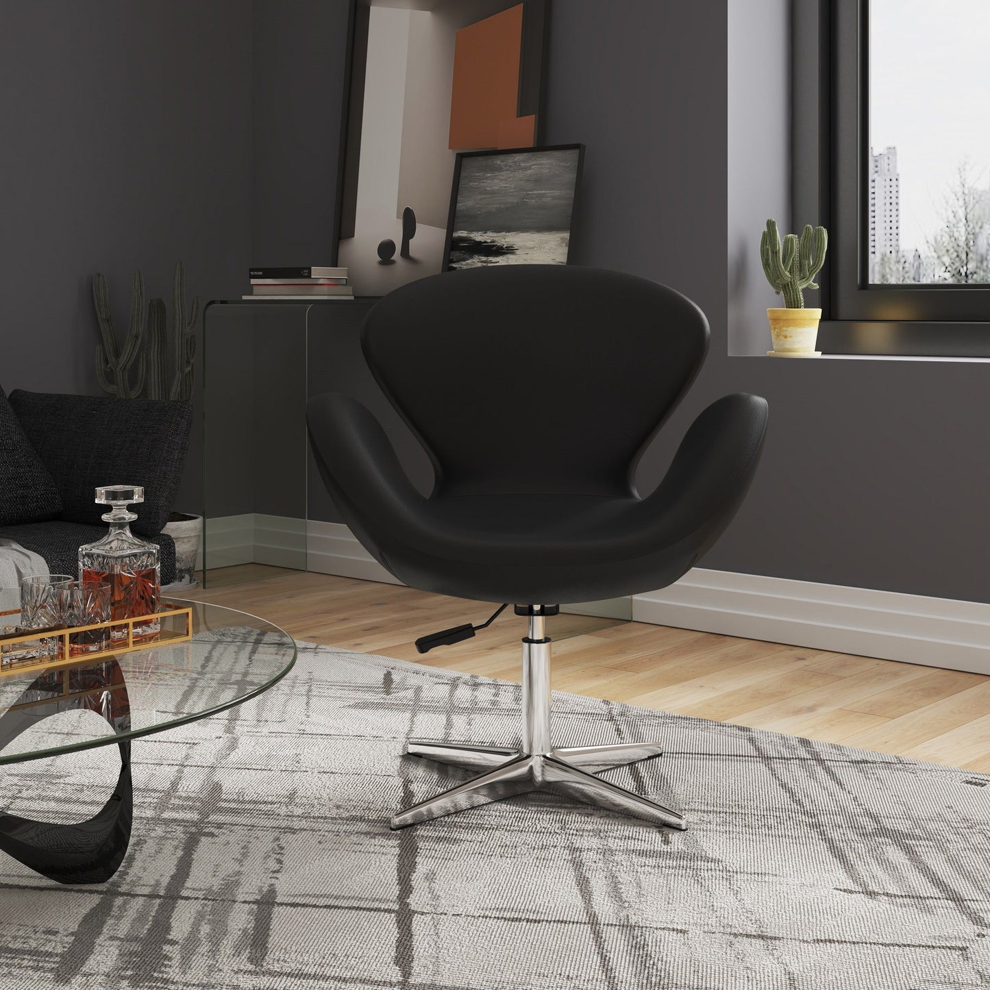 Manhattan Raspberry - Swivel Lounge Chair