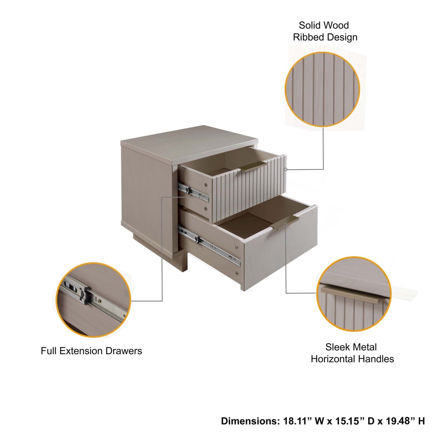 Manhattan Granville - 2-Drawer Nightstand