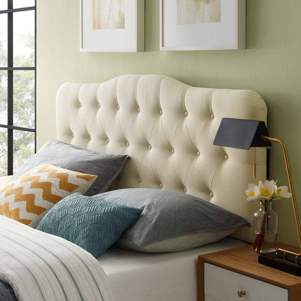 Annabel Diamond Tufted Upholstered Fabric Headboard - King, Ivory