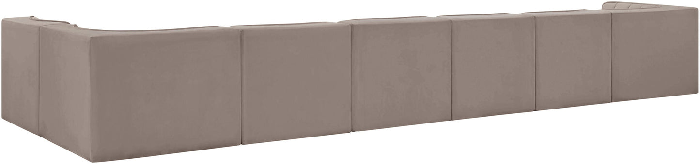 Rummi - Velvet Performance Fabric Upholstered 7 Piece Modular Sectional, L-Shaped (Right)