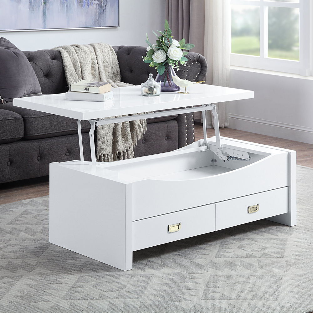 Ramiel - Coffee Table With Lift Top - High Gloss White