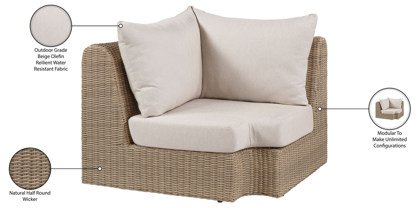 Seacrest - Olefin Water Resistant Fabric And Wicker Outdoor Patio Corner Chair