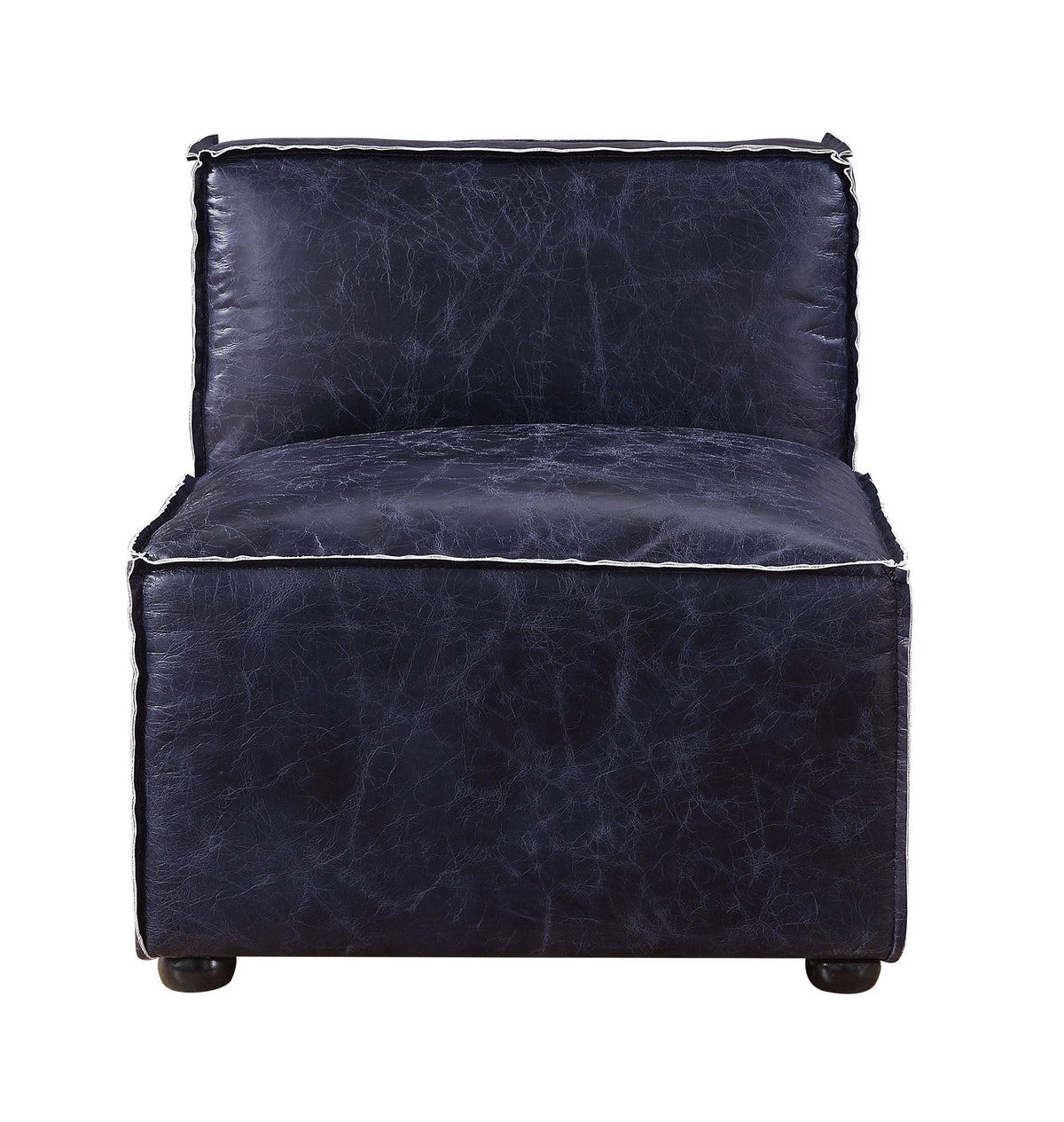 Birdie - Modular Armless Chair - Vintage Blue Top Grain Leather