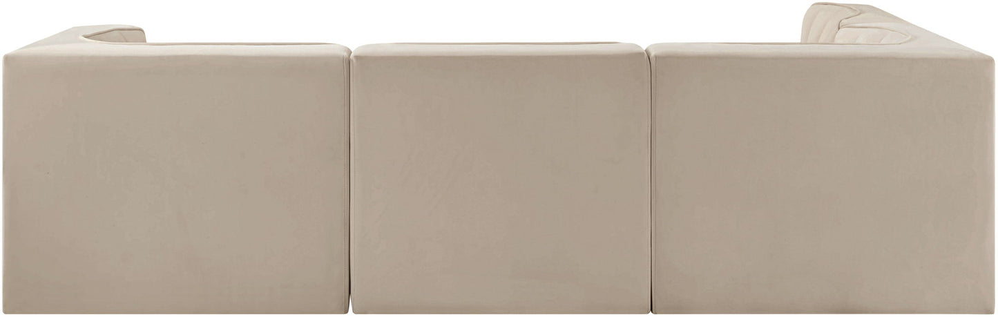 Rummi - Velvet Performance Fabric Upholstered 4 Piece Modular Sectional