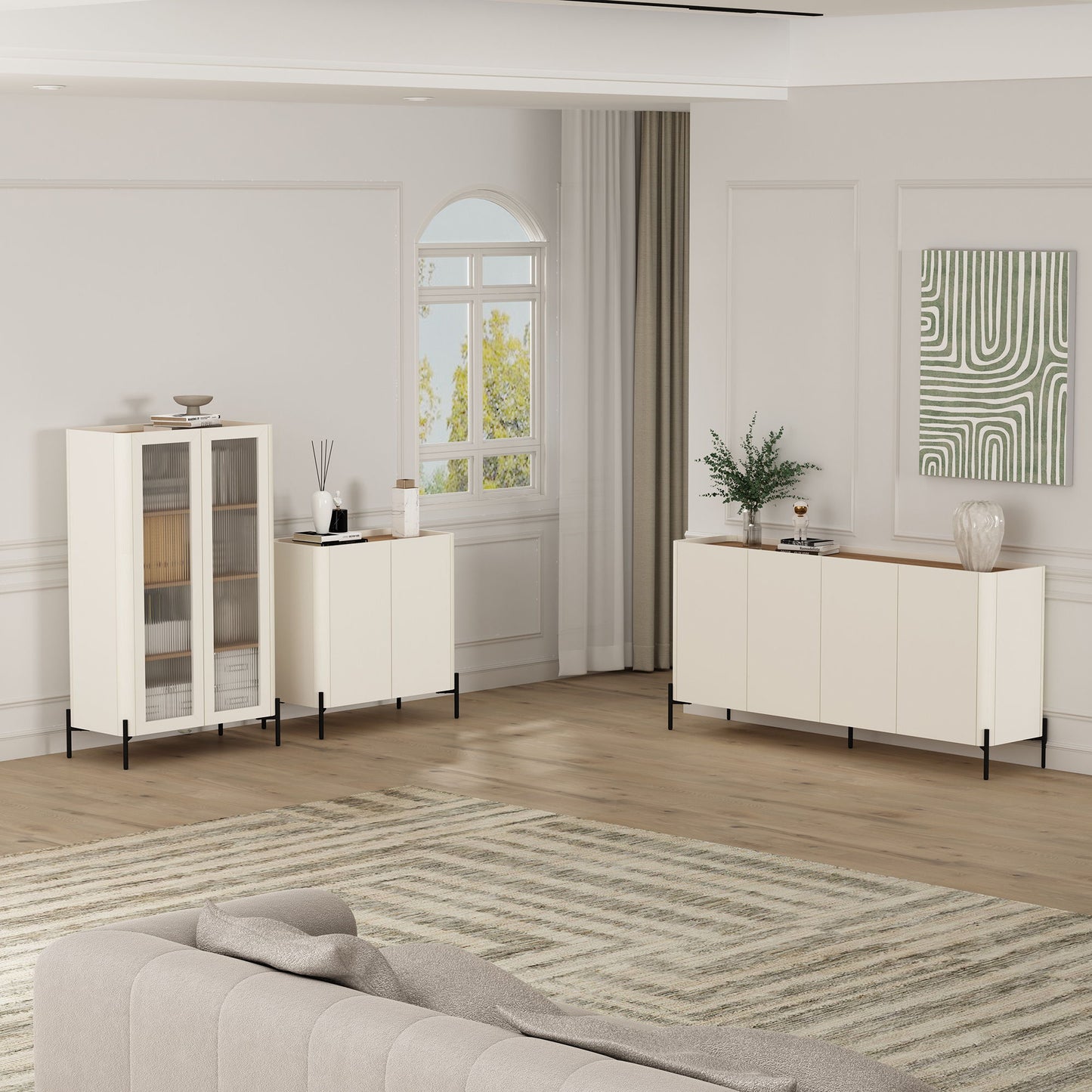 Abbey - Accent Cabinet - Maple And Off White