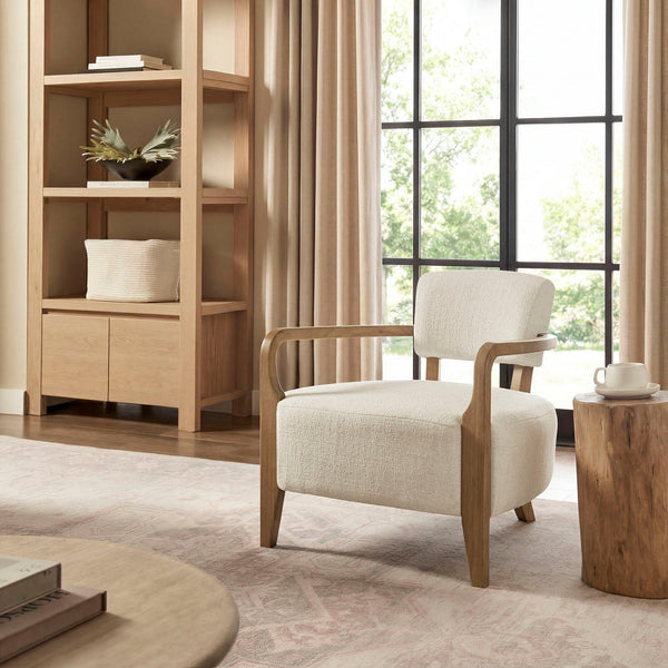 Zinnia Linen Blend Accent Chair - Ivory