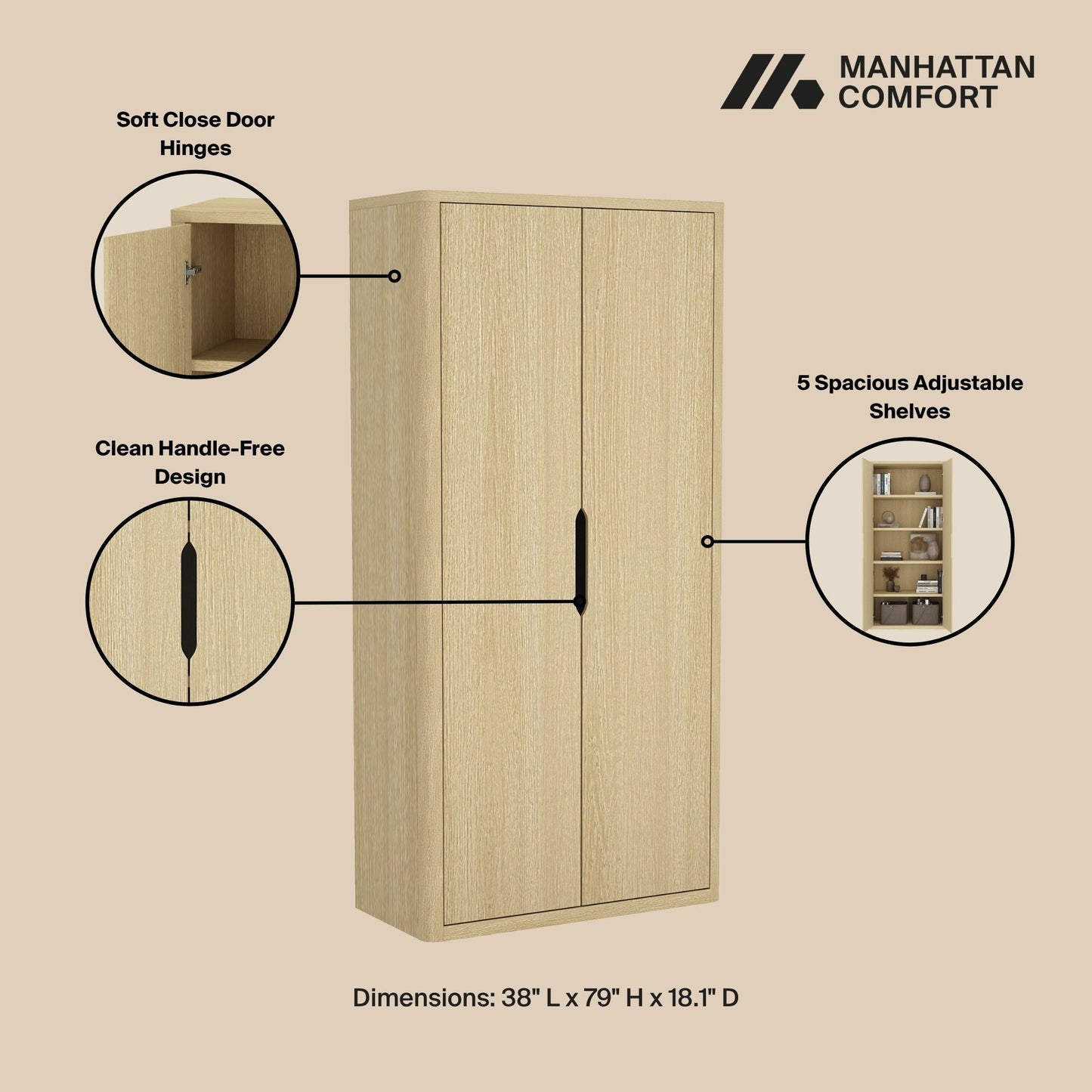 Manhattan Rivington - Bookcase Cabinet With 2 Doors