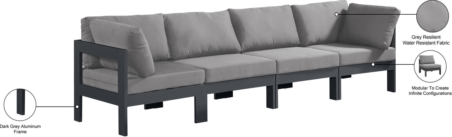 Nizuc - Outdoor Patio 4 Seat Modular Sofa With Gray Frame