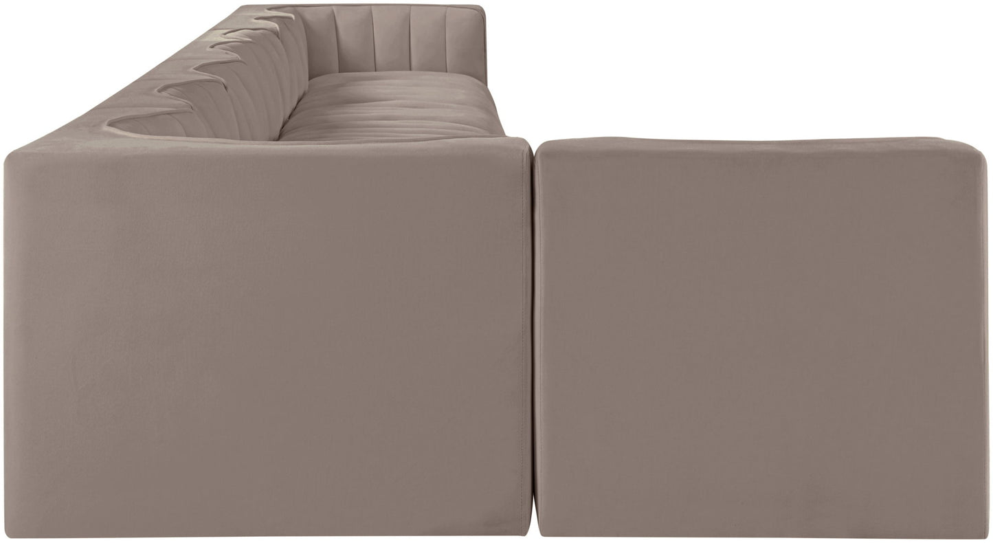 Rummi - Velvet Performance Fabric Upholstered 8 Piece Modular Sectional, L-Shaped (Right)