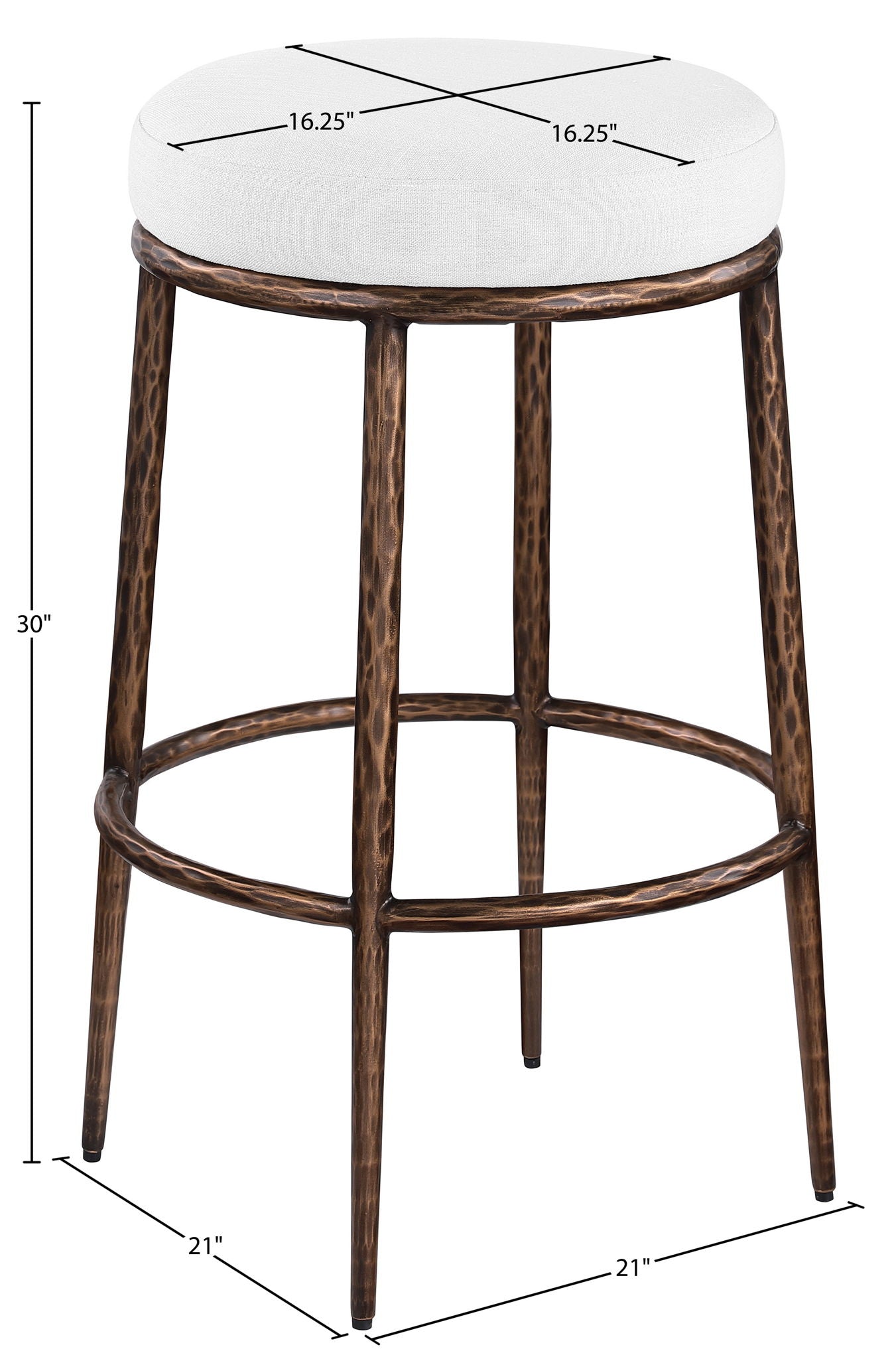 Ferro - Performance Fabric Upholstered Backless Bar Stool - Antique Bronze