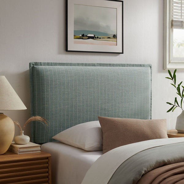 Camille Striped Linen Blend Headboard - Twin, Spa Blue Stripe