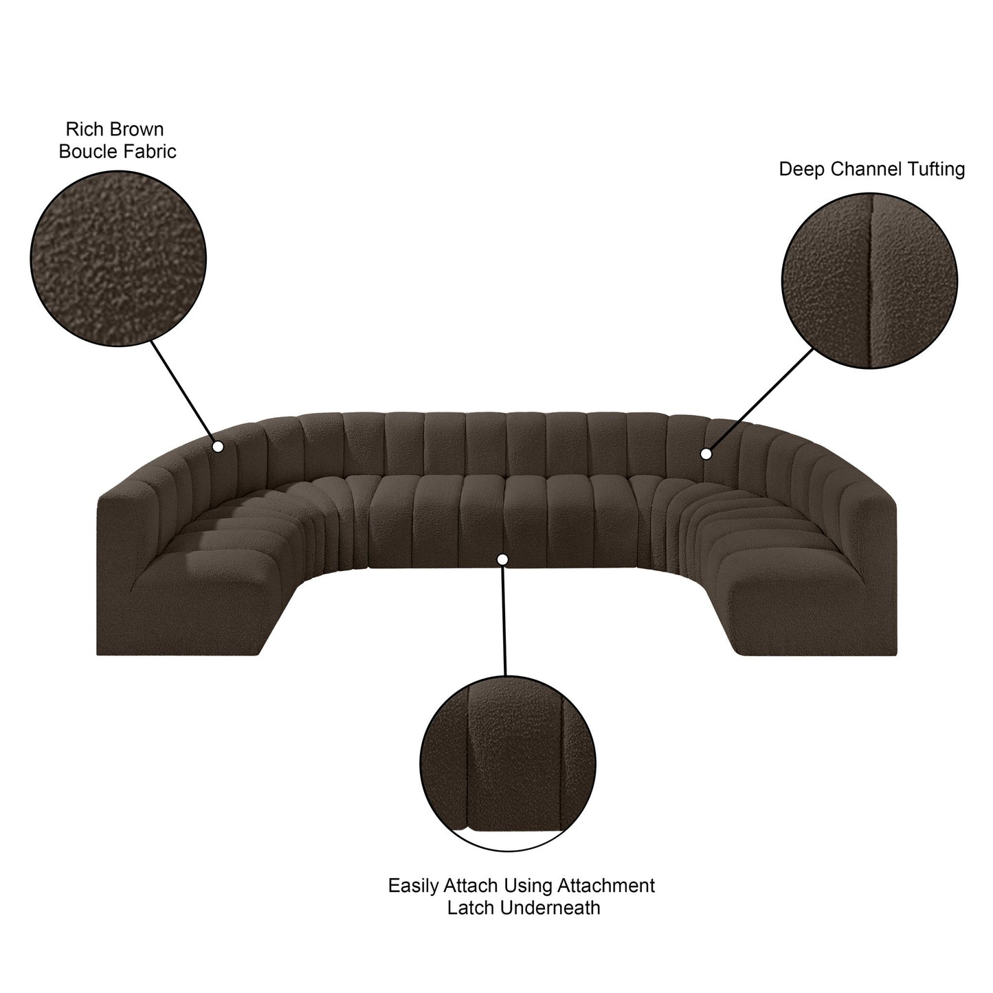Arc - Boucle Fabric 8 Piece Modular Sofa