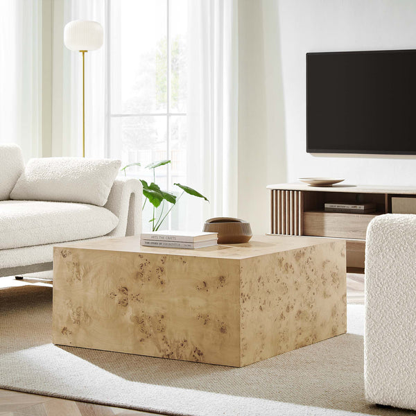 Cosmos 36" Square Burl Wood Coffee Table - Natural Burl