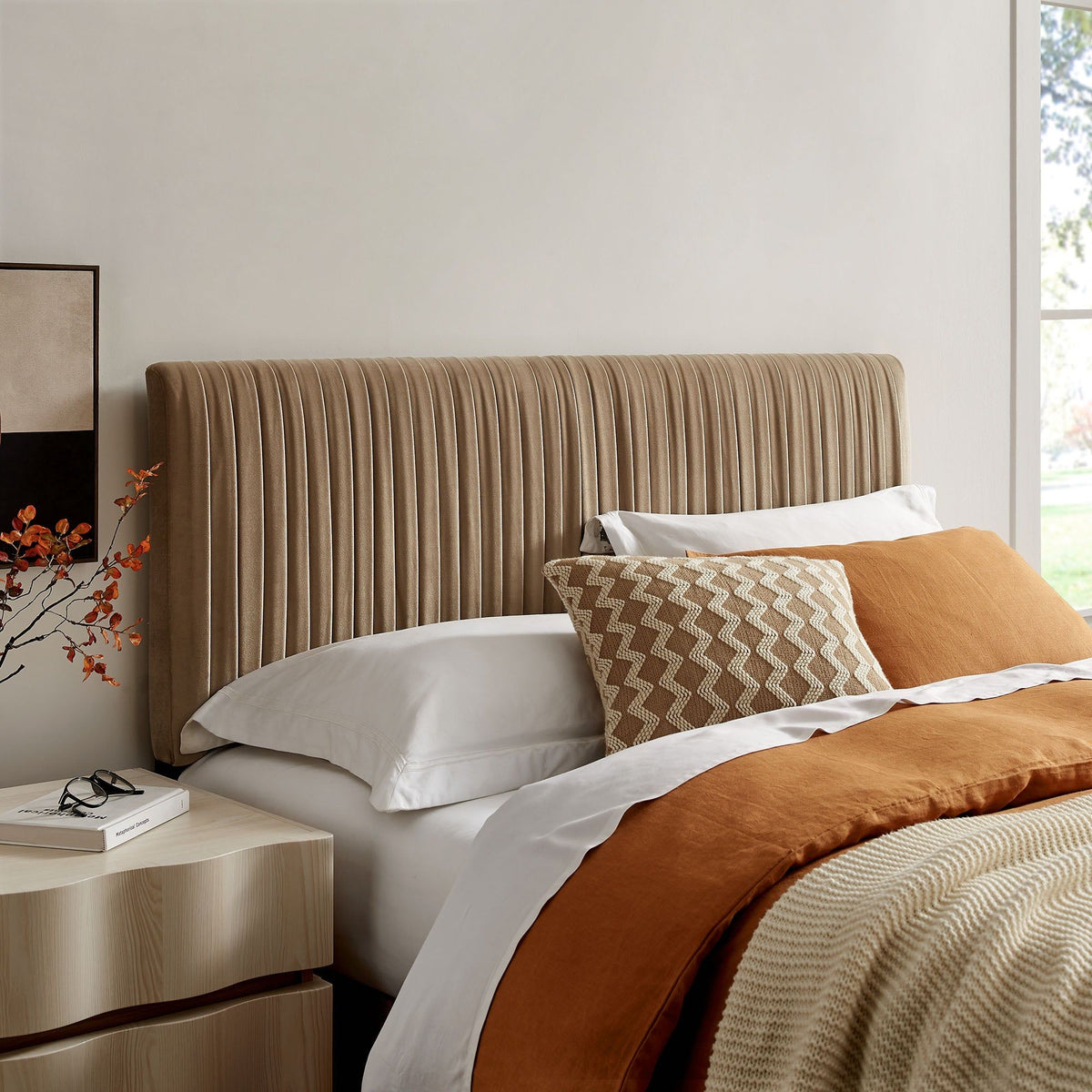 Eloise Upholstered Headboard - Queen, Taupe