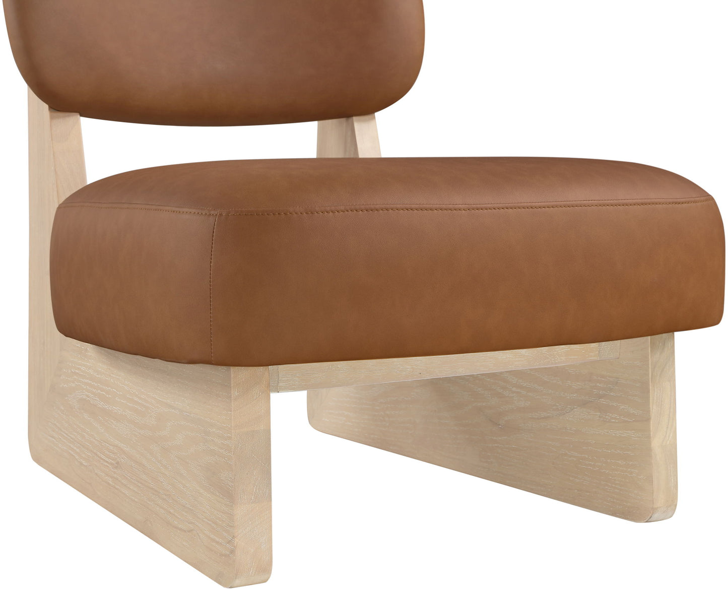 Vetra - Vegan Leather Upholstered Accent Chair With Natural Base