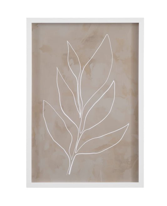 Leaf Line Art II Framed Print - Light Brown