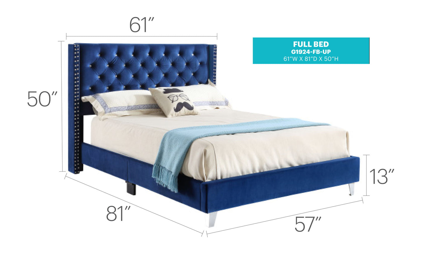 Glory Furniture - Julie - Faux Crystals Tufted Upholstered Bed