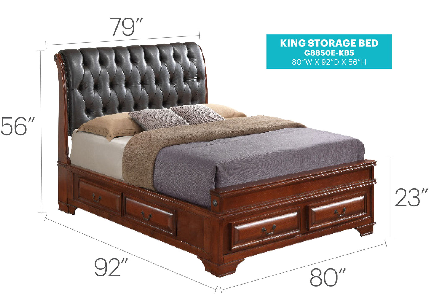 Glory Furniture - LaVita - Faux Leather Upholstered Storage Bed
