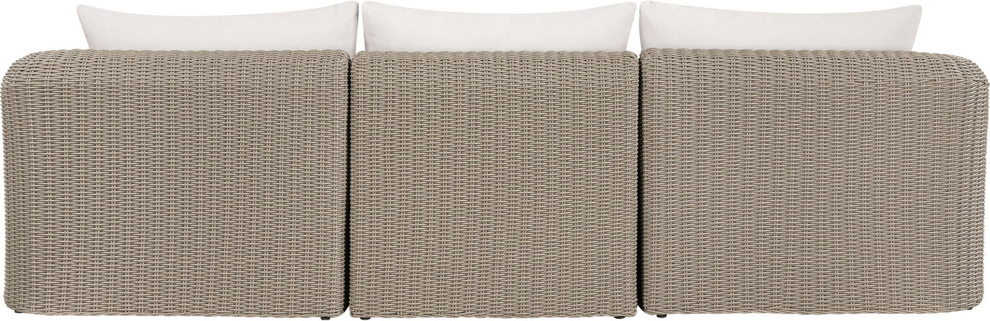 Seacrest - Olefin Water Resistant Fabric And Wicker 3 Piece Outdoor Patio Modular Sofa