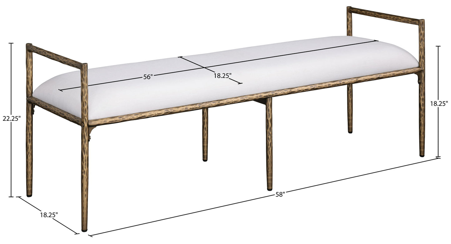 Axis - Linen Textured Cream Fabric Upholstered Bench