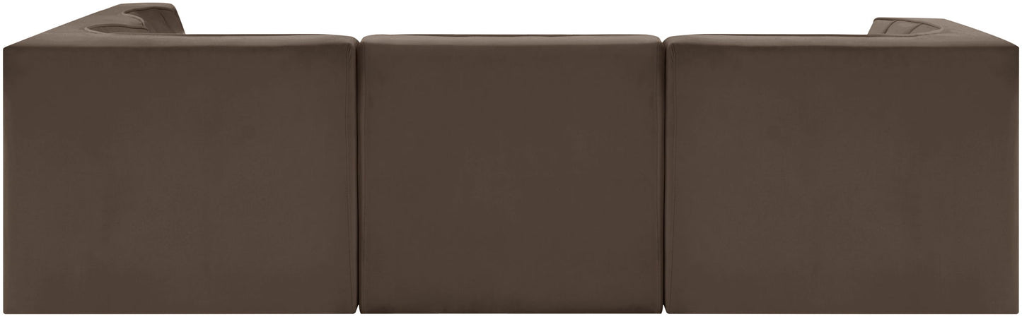 Rummi - Velvet Performance Fabric Upholstered 5 Piece Modular Sectional