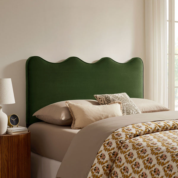 Athena Upholstered Headboard - Queen, Moss Green