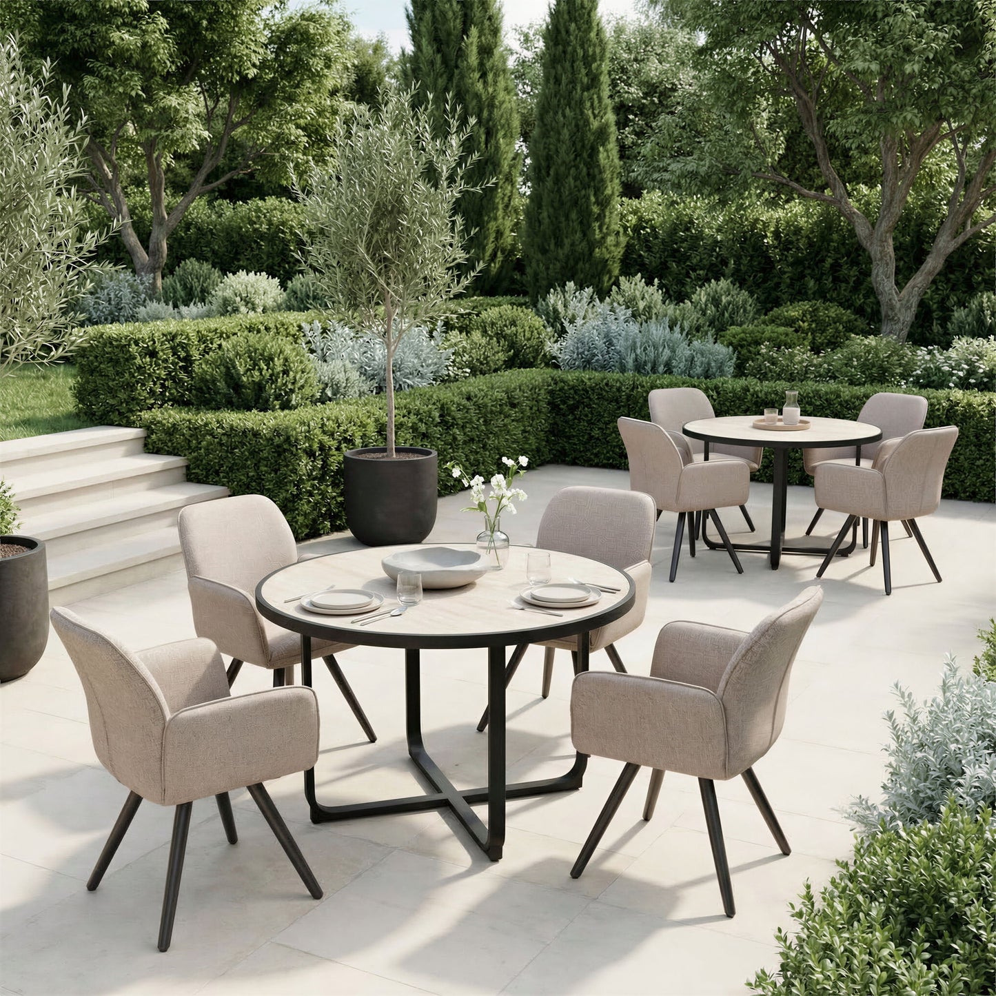 Sieve - Swivel Dining Chair (Set of 2) - Beige / Black