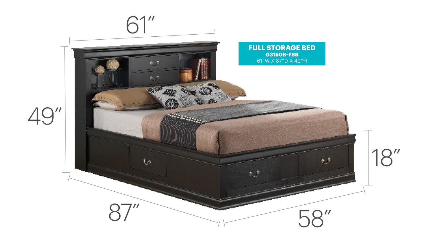 Glory Furniture - Louis Phillipe - Bookcase Storage Bed