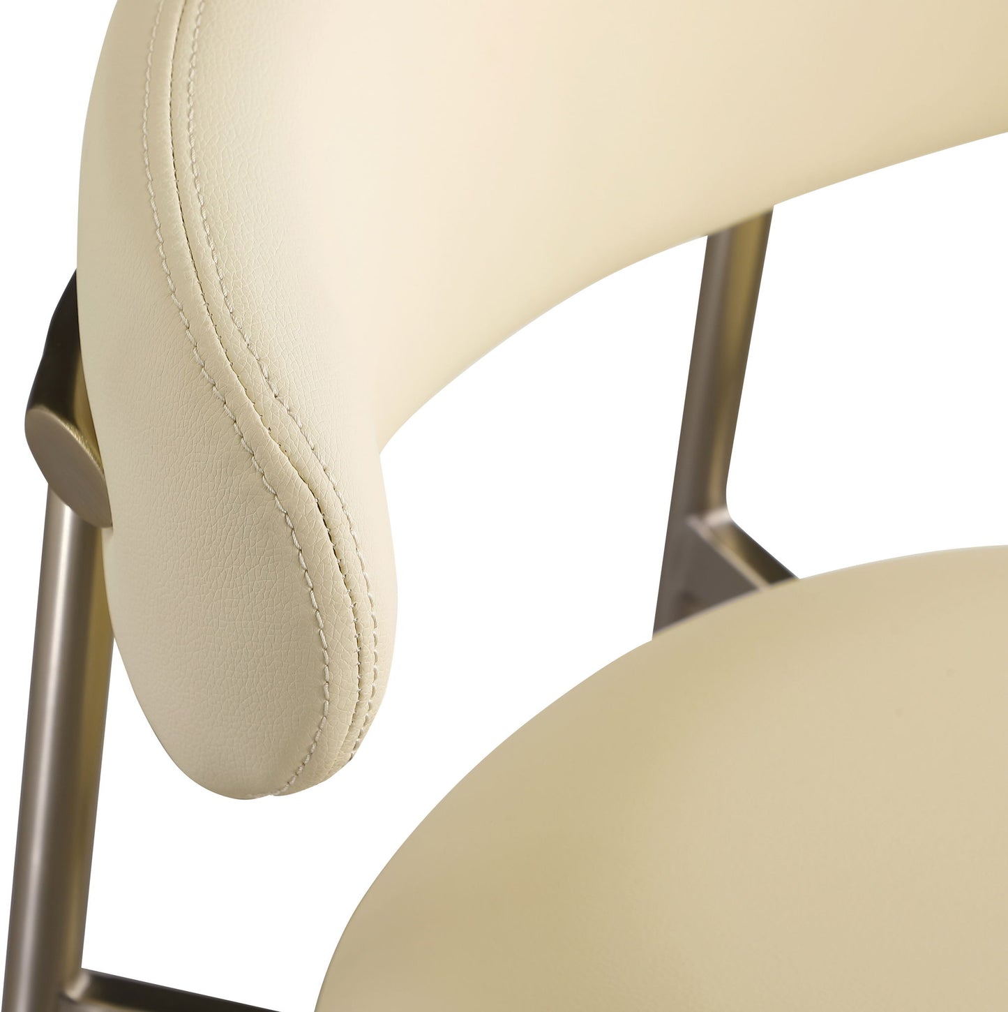 Lupita - Vegan Leather Upholstered Bar Stool (Set of 2) - Cream / Brushed Gold