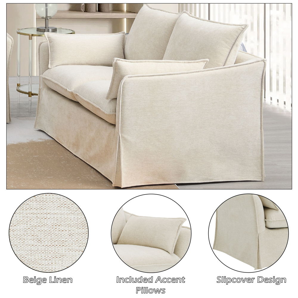 Shane - Loveseat With 2 Pillows - Beige Linen