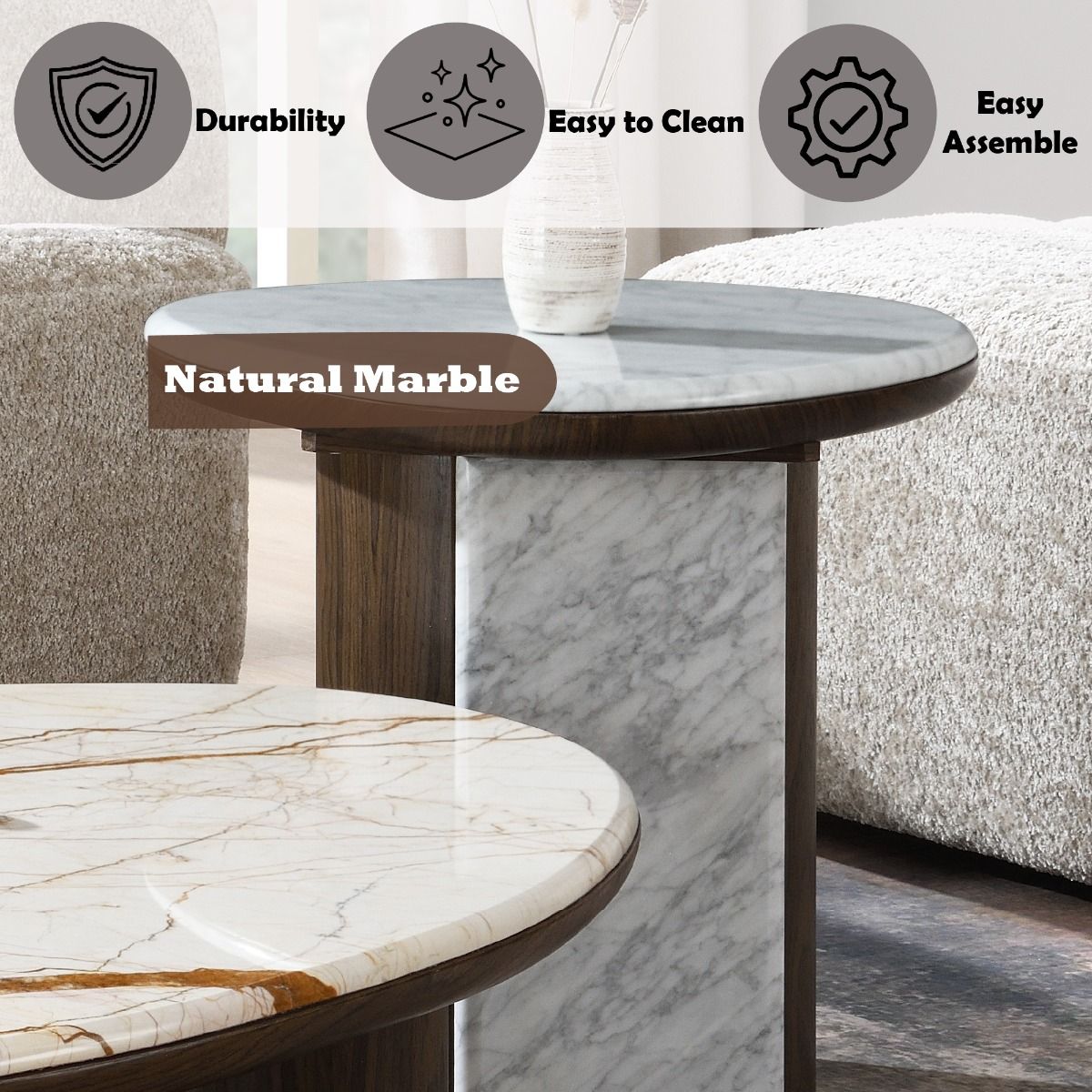 Haidar - Table With Marble Top