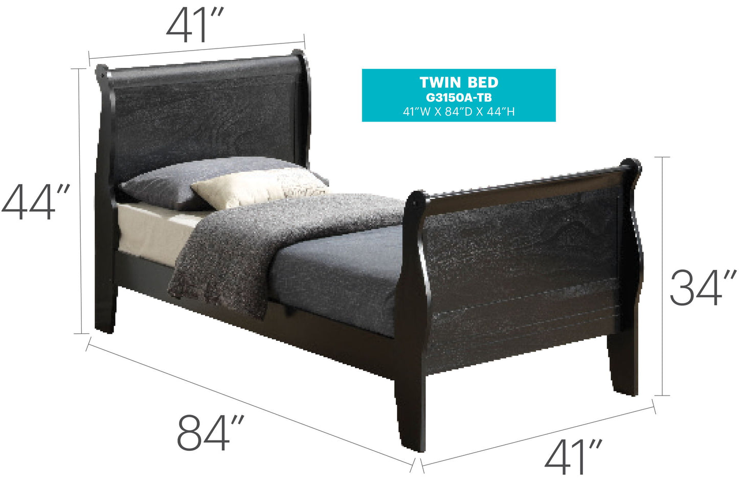 Glory Furniture - Louis Phillipe - Sleigh Bed