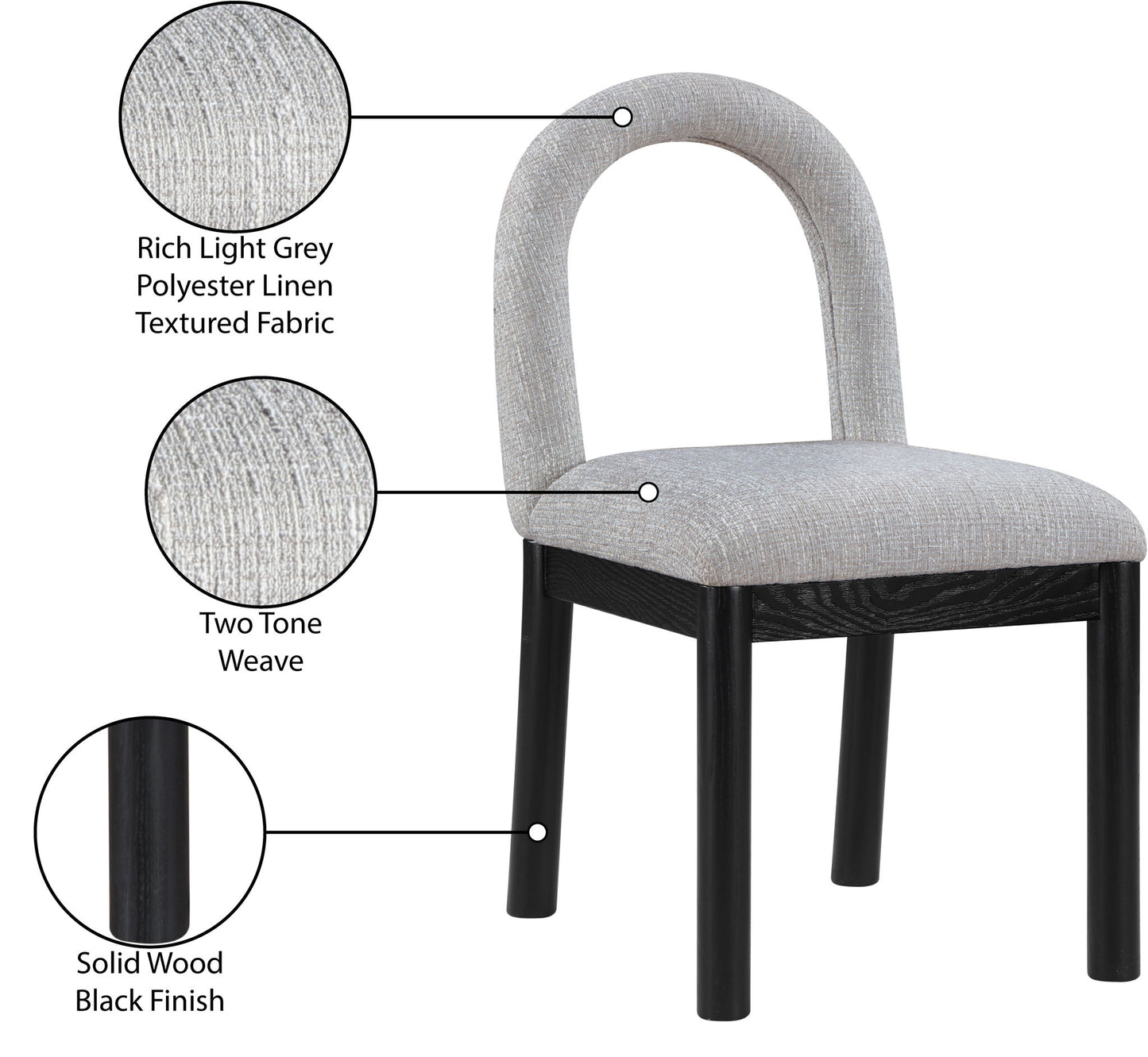 Conrad - Linen Dining Chair With Black Legs