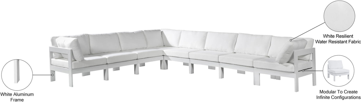 Nizuc - Outdoor Patio 8 Piece Modular Sectional With White Frame