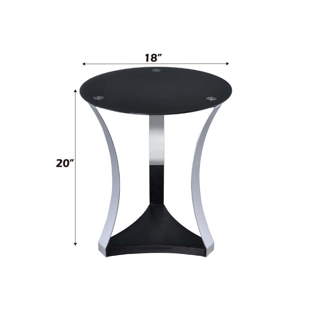 Geiger - End Table - Black Glass & Chrome