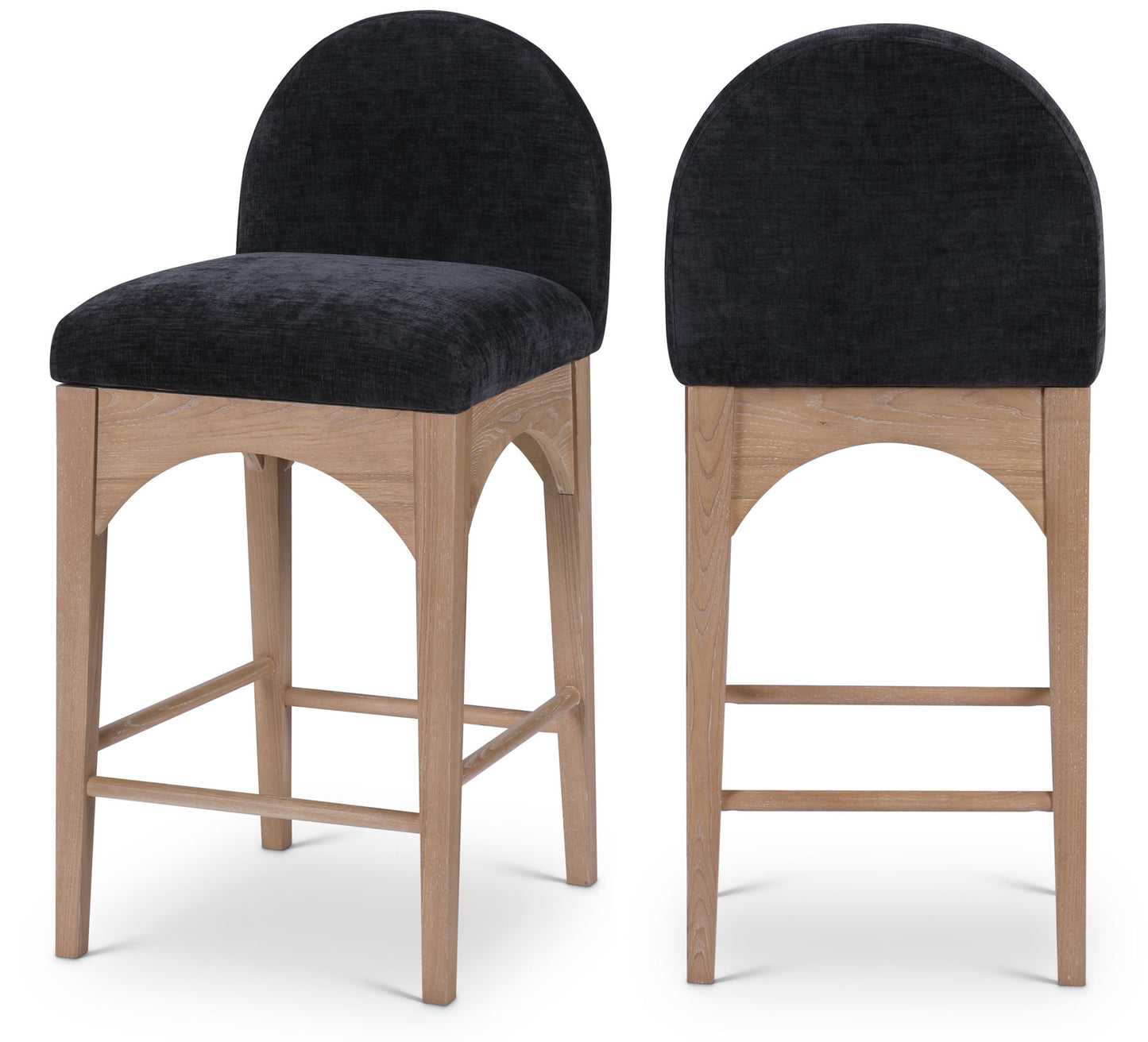 Waldorf - Chenille Stool With Natural Legs