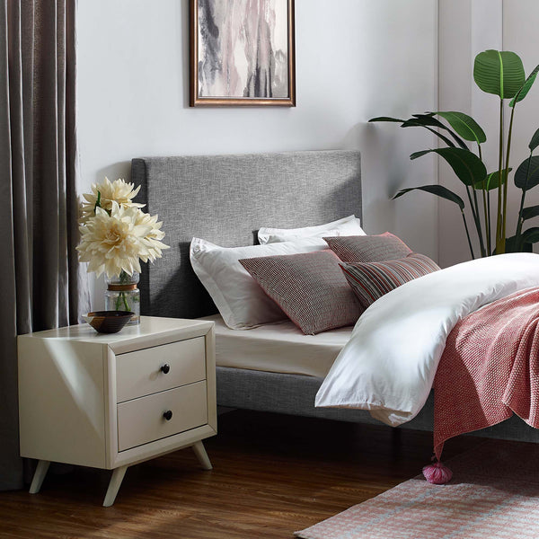 Taylor Upholstered Linen Fabric Headboard - Full/Queen, Light Gray