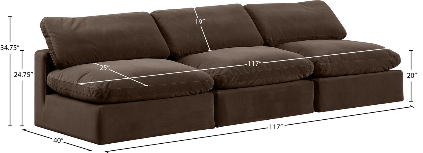 Comfy - Velvet Modular Armless Sofa 3 Seats
